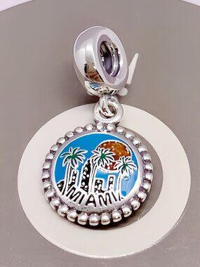 Pandora Miami Beach Dangle Charm Travel S925 Silver Pendant Dangle for Bracelet